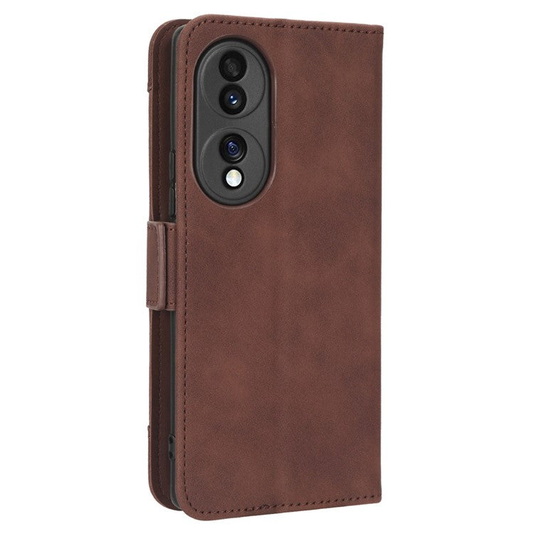 PU Leather Phone Shell for Honor 70 5G, Multiple Card Slots Stable Stand Wallet Phone Drop-proof Cover - Brown