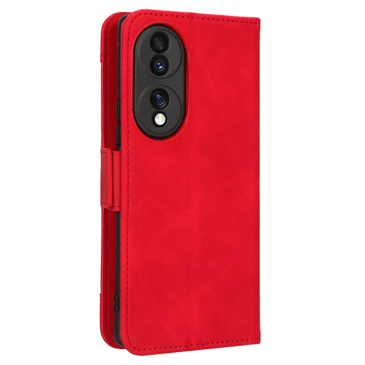 PU Leather Phone Shell for Honor 70 5G, Multiple Card Slots Stable Stand Wallet Phone Drop-proof Cover - Red