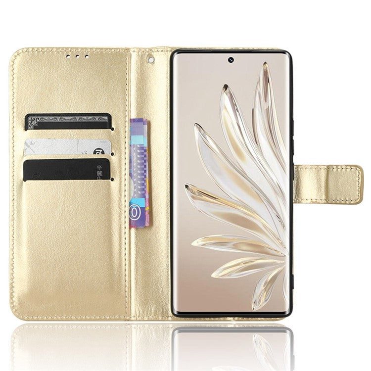 For Honor 70 5G Crazy Horse Texture Full Protection PU Leather Case Phone Stand Wallet Cover - Gold
