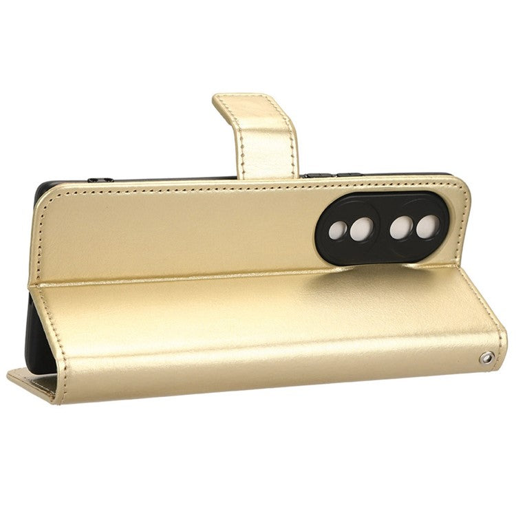 For Honor 70 5G Crazy Horse Texture Full Protection PU Leather Case Phone Stand Wallet Cover - Gold