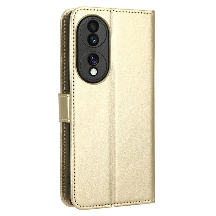 For Honor 70 5G Crazy Horse Texture Full Protection PU Leather Case Phone Stand Wallet Cover - Gold