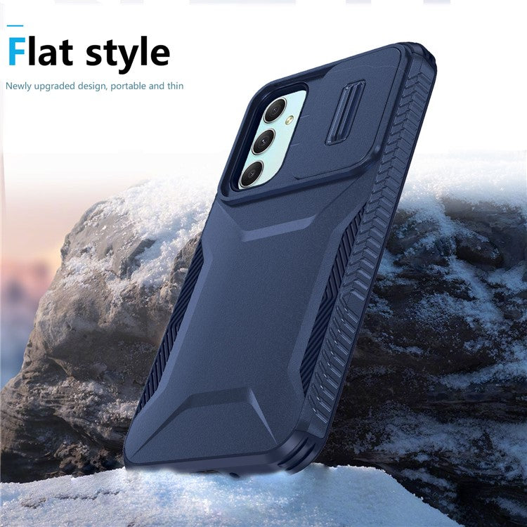 For Samsung Galaxy A55 5G Case Slide Lens Cover Design TPU+PC Phone Protector - Blue
