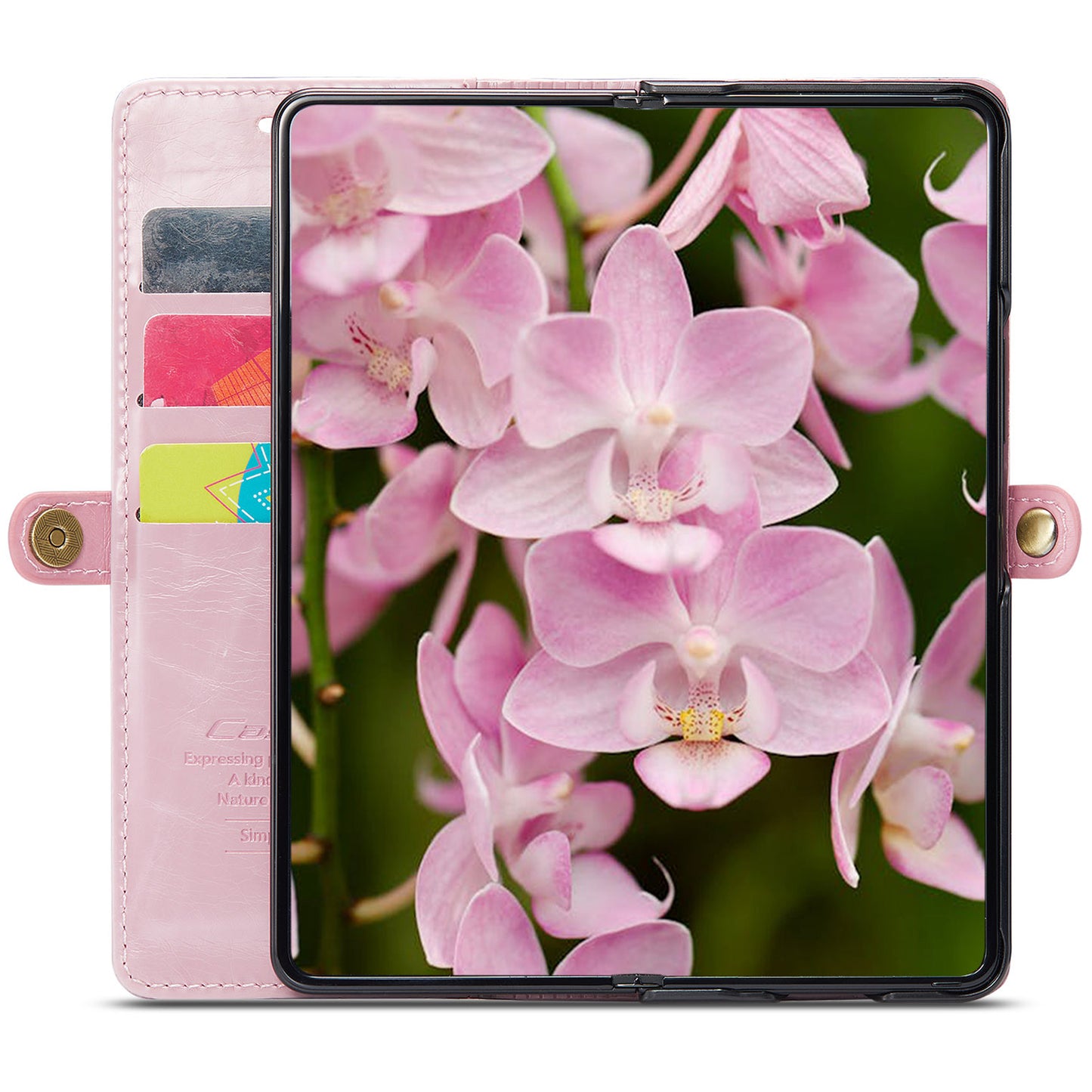 CASEME 003 Series For Samsung Galaxy Z Fold6 5G PU Leather Case Stand Retro Wallet Phone Cover - Pink