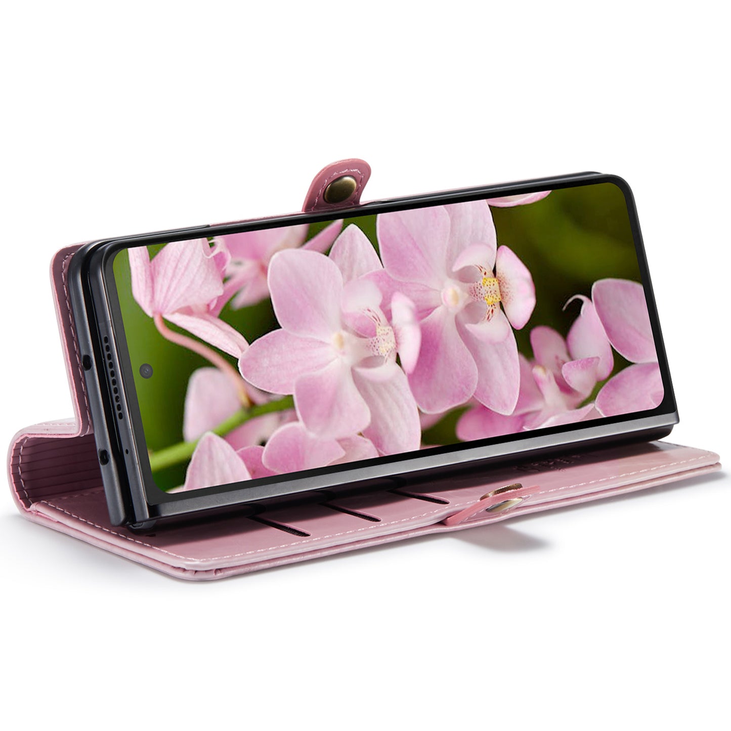 CASEME 003 Series For Samsung Galaxy Z Fold6 5G PU Leather Case Stand Retro Wallet Phone Cover - Pink