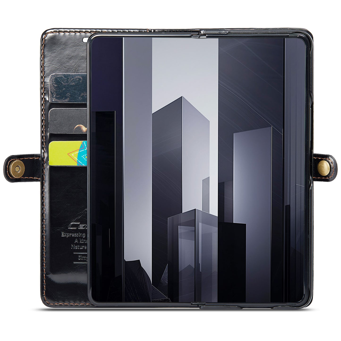 CASEME 003 Series For Samsung Galaxy Z Fold6 5G PU Leather Case Stand Retro Wallet Phone Cover - Black