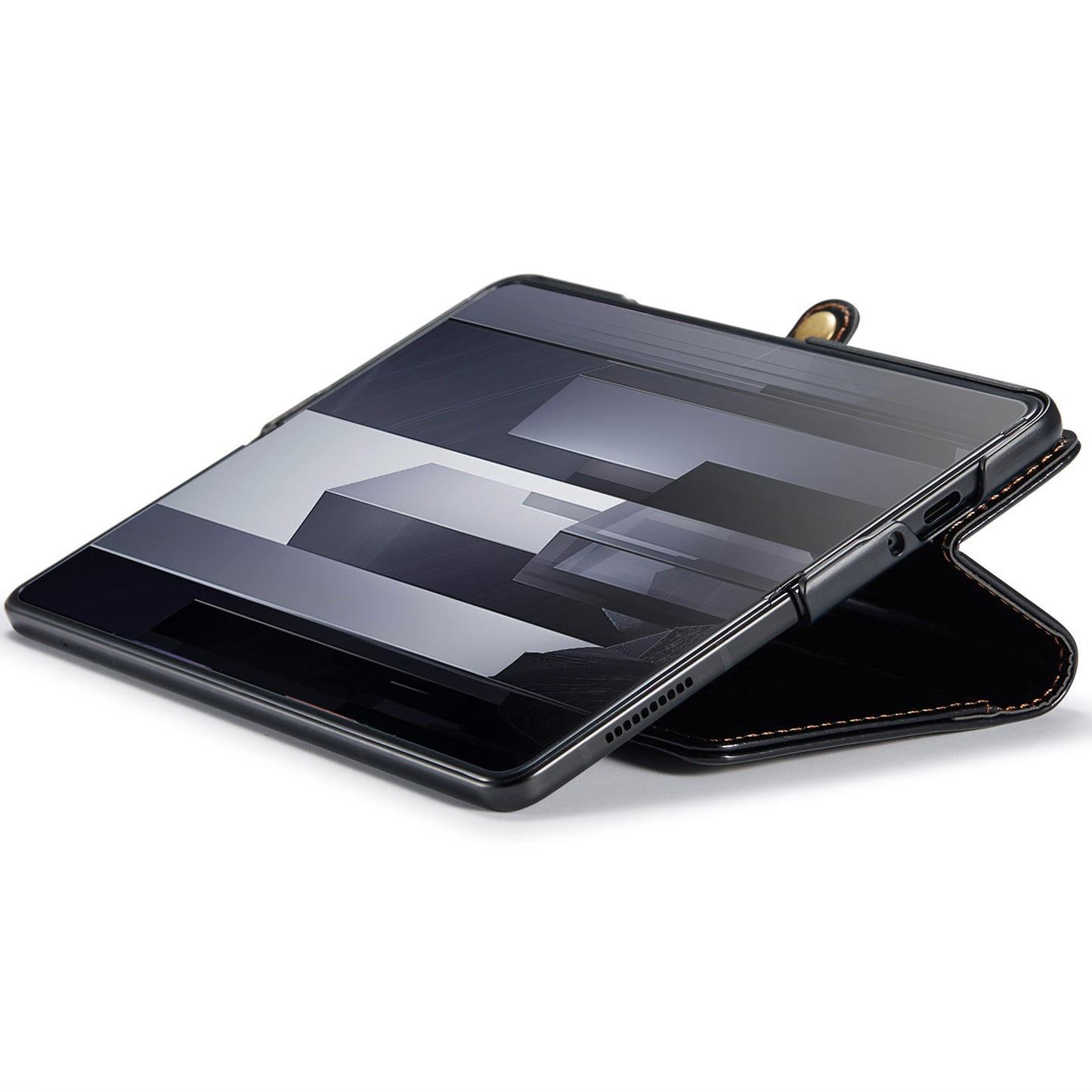 CASEME 003 Series For Samsung Galaxy Z Fold6 5G PU Leather Case Stand Retro Wallet Phone Cover - Black