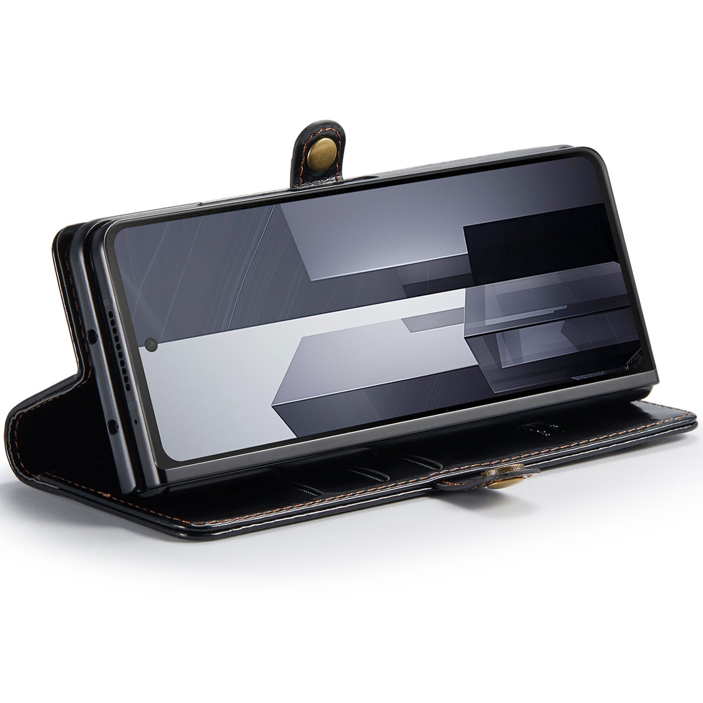 CASEME 003 Series For Samsung Galaxy Z Fold6 5G PU Leather Case Stand Retro Wallet Phone Cover - Black