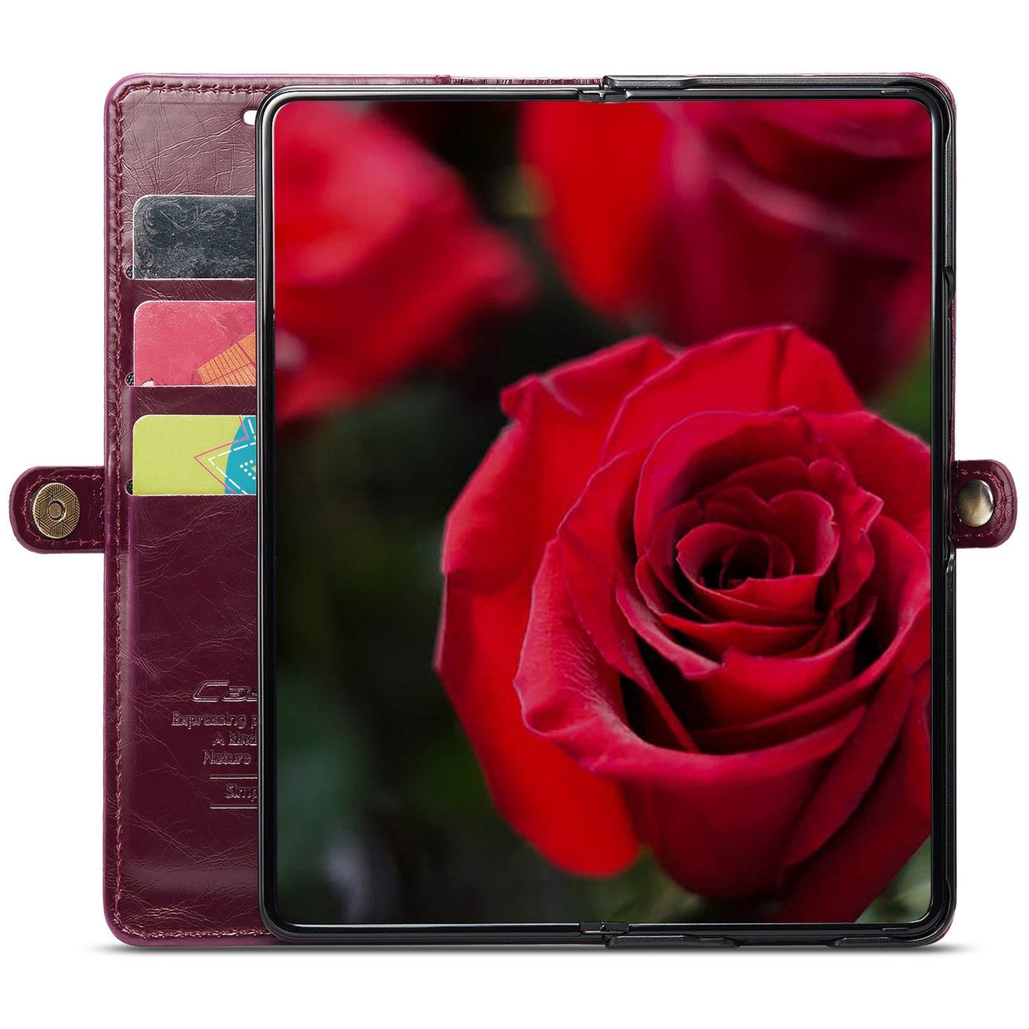 CASEME 003 Series For Samsung Galaxy Z Fold6 5G PU Leather Case Stand Retro Wallet Phone Cover - Wine Red