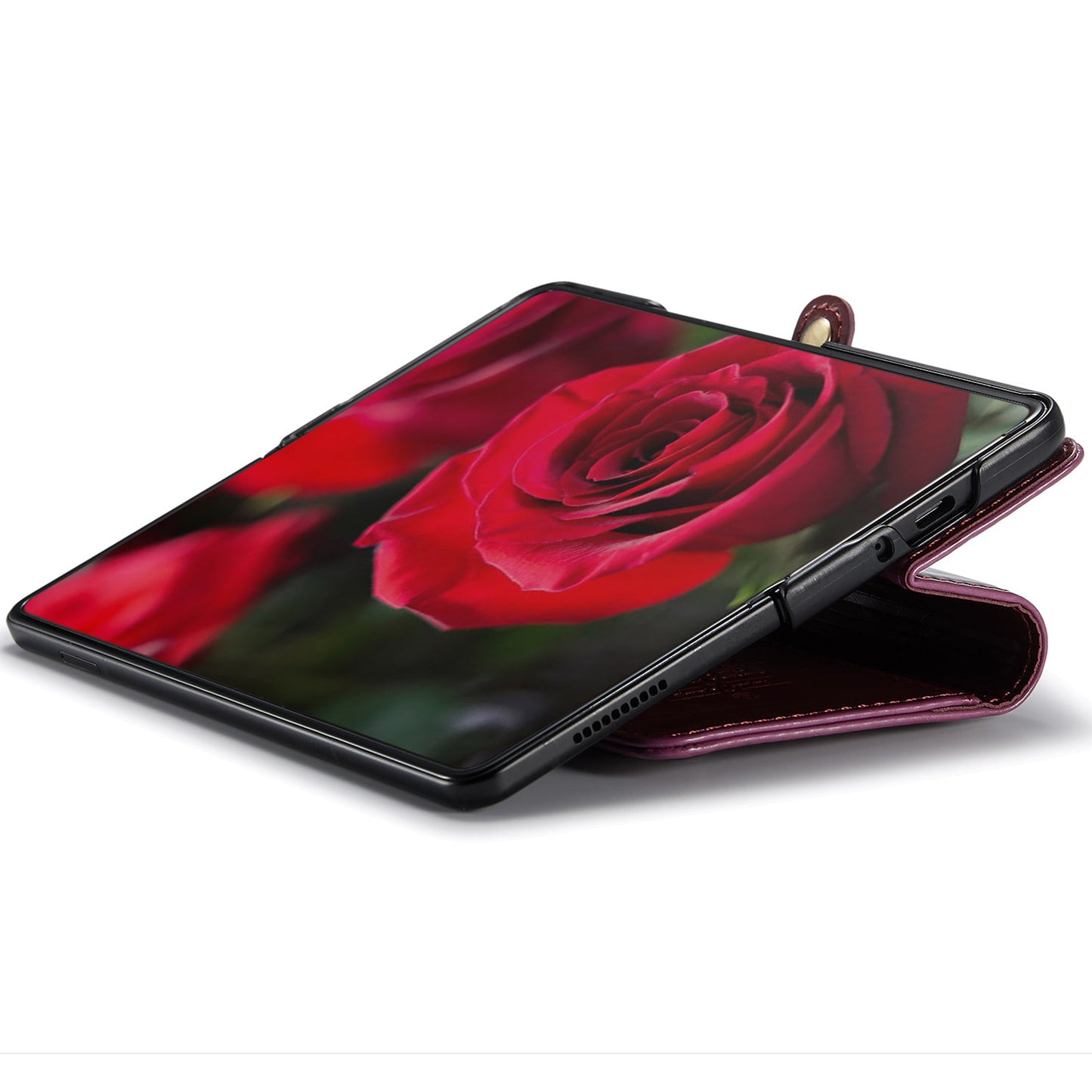 CASEME 003 Series For Samsung Galaxy Z Fold6 5G PU Leather Case Stand Retro Wallet Phone Cover - Wine Red