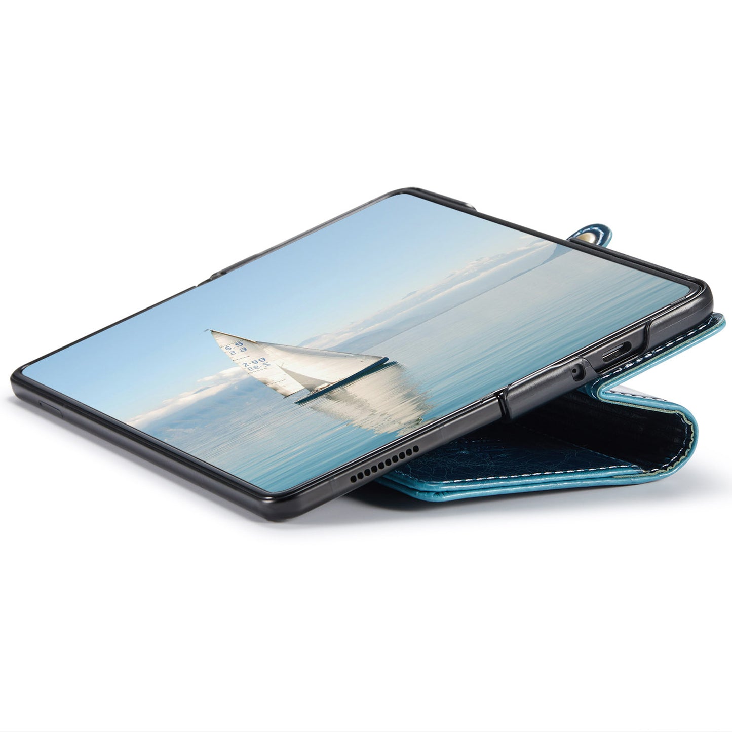 CASEME 003 Series For Samsung Galaxy Z Fold6 5G PU Leather Case Stand Retro Wallet Phone Cover - Blue