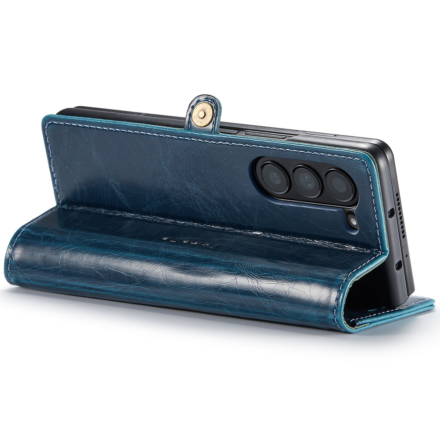 CASEME 003 Series For Samsung Galaxy Z Fold6 5G PU Leather Case Stand Retro Wallet Phone Cover - Blue