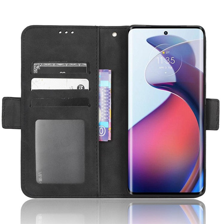 For Motorola Moto S30 Pro 5G / Edge 30 Fusion 5G PU Leather Multiple Card Slots Case Foldable Stand Wallet Phone Drop-proof Cover - Black