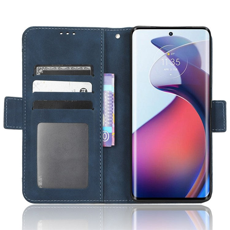 For Motorola Moto S30 Pro 5G / Edge 30 Fusion 5G PU Leather Multiple Card Slots Case Foldable Stand Wallet Phone Drop-proof Cover - Blue