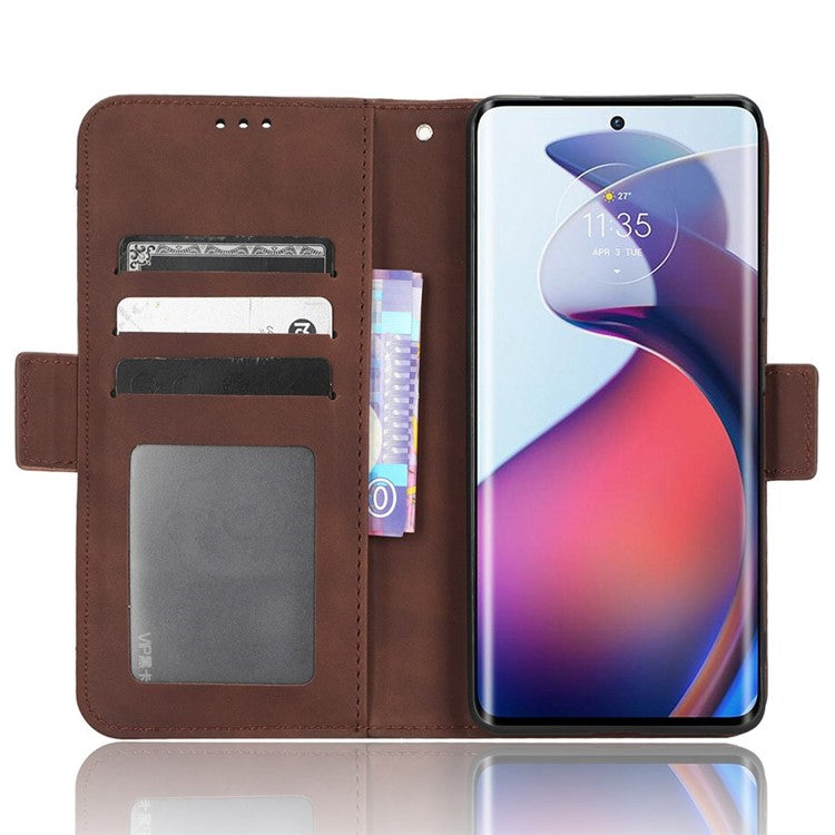 For Motorola Moto S30 Pro 5G / Edge 30 Fusion 5G PU Leather Multiple Card Slots Case Foldable Stand Wallet Phone Drop-proof Cover - Brown