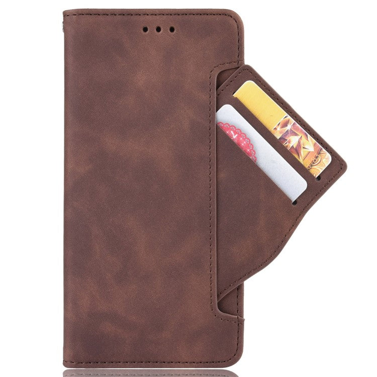 For Motorola Moto S30 Pro 5G / Edge 30 Fusion 5G PU Leather Multiple Card Slots Case Foldable Stand Wallet Phone Drop-proof Cover - Brown