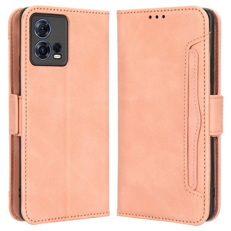 For Motorola Moto S30 Pro 5G / Edge 30 Fusion 5G PU Leather Multiple Card Slots Case Foldable Stand Wallet Phone Drop-proof Cover - Pink