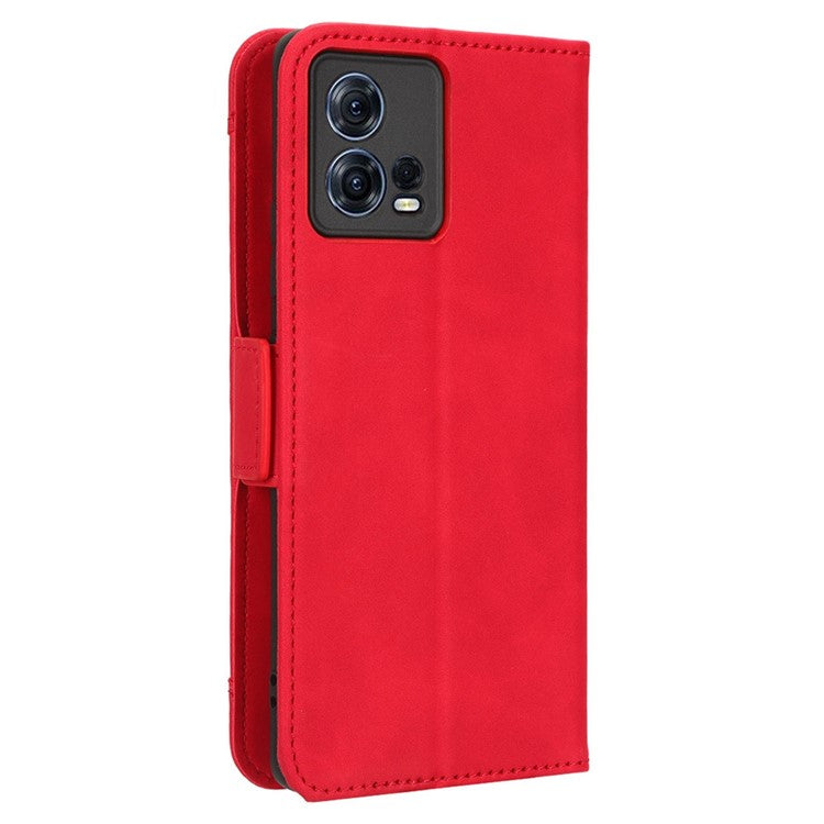 For Motorola Moto S30 Pro 5G / Edge 30 Fusion 5G PU Leather Multiple Card Slots Case Foldable Stand Wallet Phone Drop-proof Cover - Red