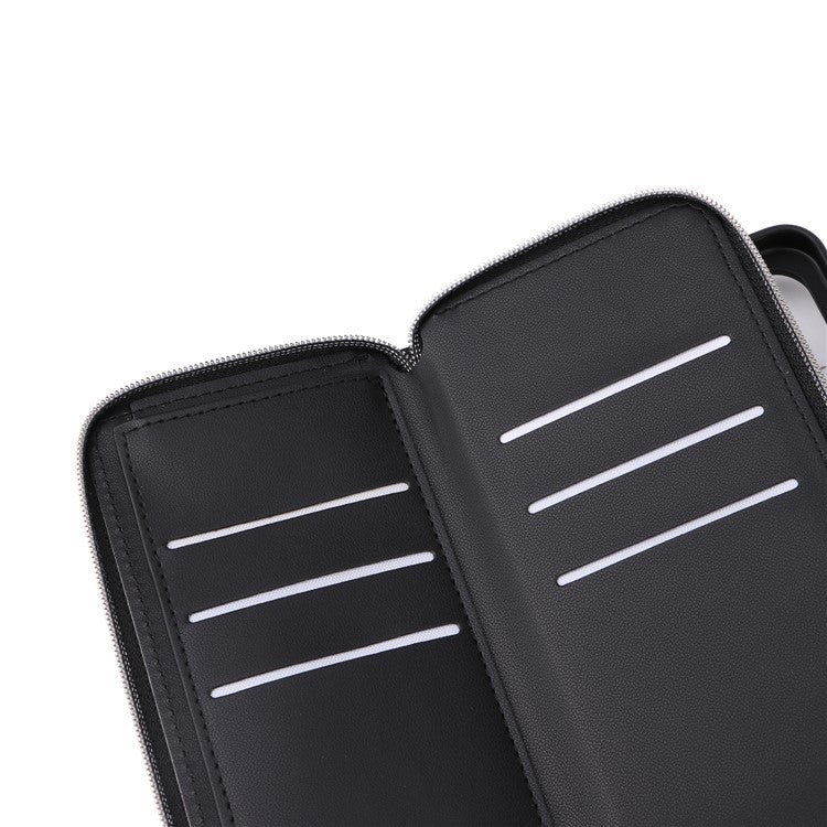 R20 For Samsung Galaxy A25 5G (Global) (161.0 X 76.5 X 8.3mm) Case Zipper Pocket Leather Cover - Black