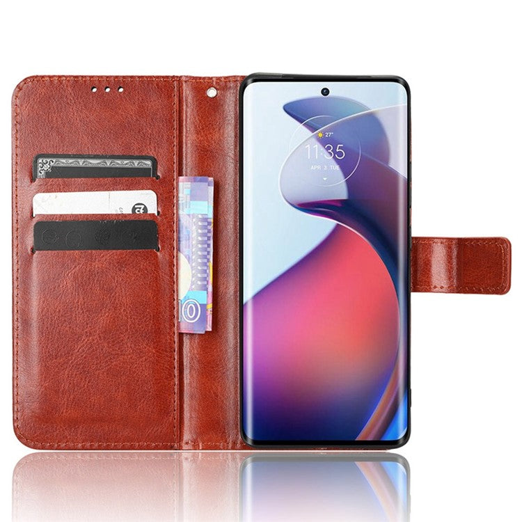 For Motorola Moto S30 Pro 5G / Edge 30 Fusion 5G Crazy Horse Texture Full Protection PU Leather Case Phone Stand Wallet Cover - Brown