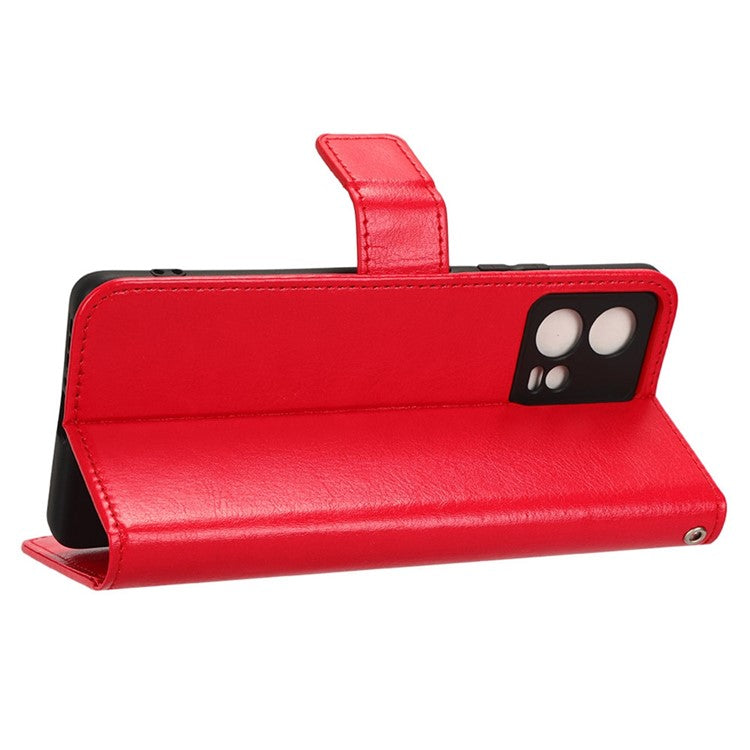 For Motorola Moto S30 Pro 5G / Edge 30 Fusion 5G Crazy Horse Texture Full Protection PU Leather Case Phone Stand Wallet Cover - Red