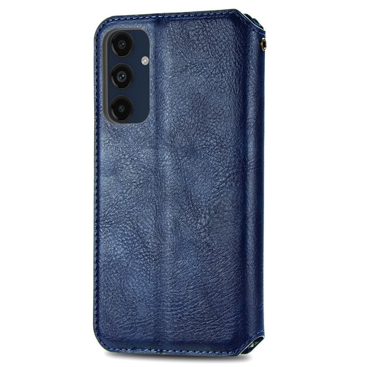 For Samsung Galaxy M55 5G / C55 5G / F55 5G PU Leather Case Rhombus Imprint Wallet Stand Phone Cover - Blue