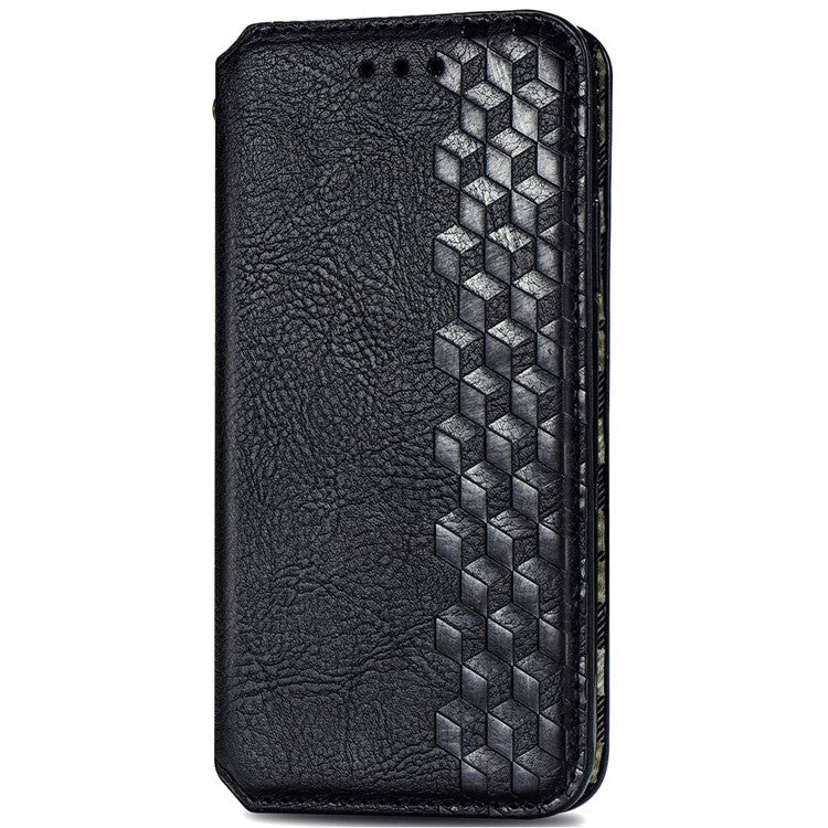 For Samsung Galaxy M55 5G / C55 5G / F55 5G PU Leather Case Rhombus Imprint Wallet Stand Phone Cover - Black