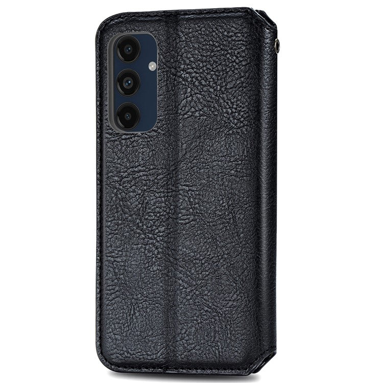 For Samsung Galaxy M55 5G / C55 5G / F55 5G PU Leather Case Rhombus Imprint Wallet Stand Phone Cover - Black