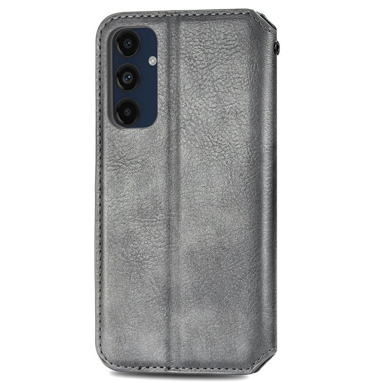 For Samsung Galaxy M55 5G / C55 5G / F55 5G PU Leather Case Rhombus Imprint Wallet Stand Phone Cover - Grey