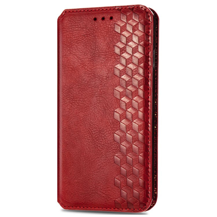 For Samsung Galaxy M55 5G / C55 5G / F55 5G PU Leather Case Rhombus Imprint Wallet Stand Phone Cover - Red