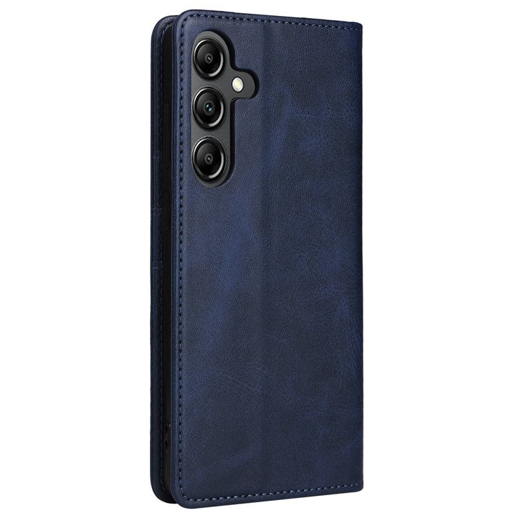 For Samsung Galaxy A15 4G / 5G Case RFID Blocking PU Leather Stand Phone Cover - Blue