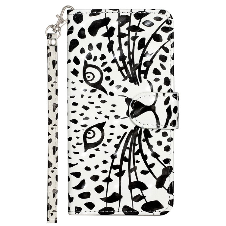 For iPhone 16 Plus Case 3D Pattern Printed Leather Wallet Phone Cover Stand Bookstyle - Leopard Head