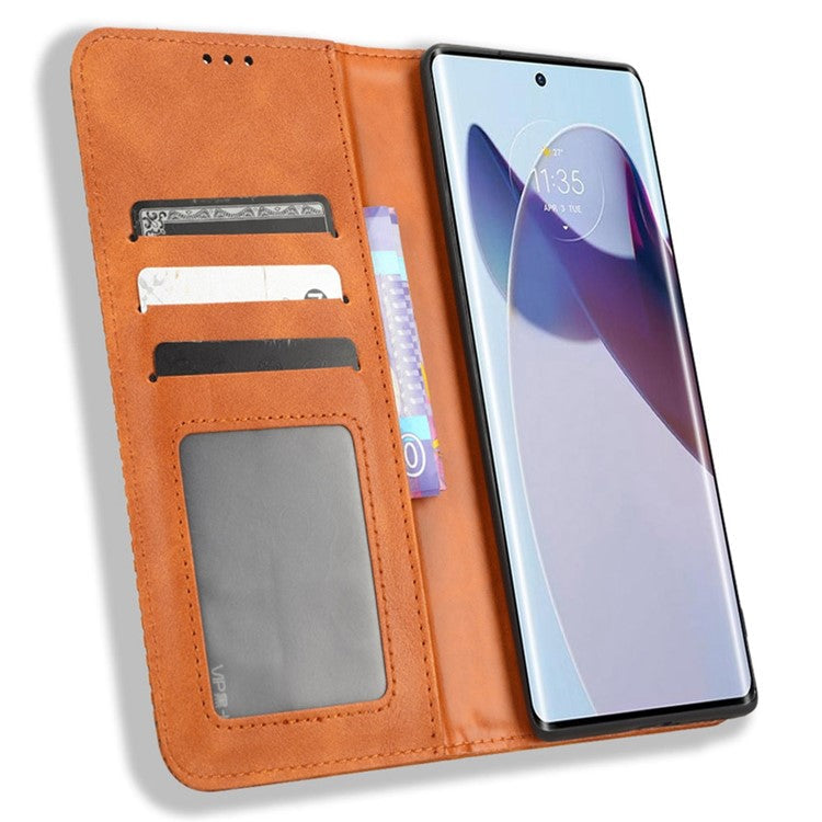 For Motorola Moto X30 Pro 5G / Edge 30 Ultra 5G Shockproof Phone Case Retro PU Leather Auto Closing Magnetic Wallet - Brown