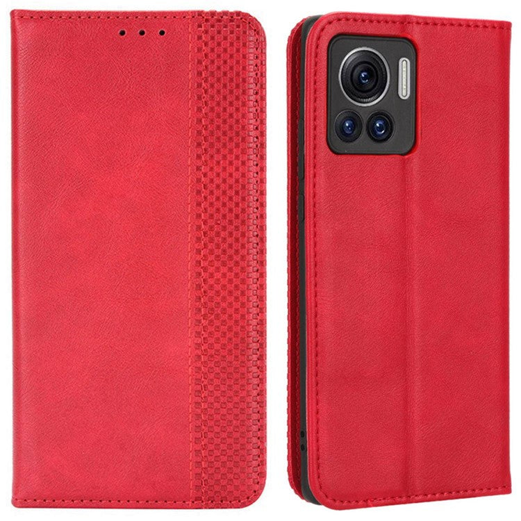 For Motorola Moto X30 Pro 5G / Edge 30 Ultra 5G Shockproof Phone Case Retro PU Leather Auto Closing Magnetic Wallet - Red