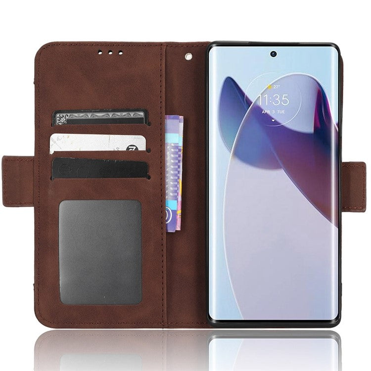 For Motorola Moto X30 Pro 5G / Edge 30 Ultra 5G Foldable Stand Wallet Phone Cover PU Leather Multiple Card Slots Phone Case - Brown