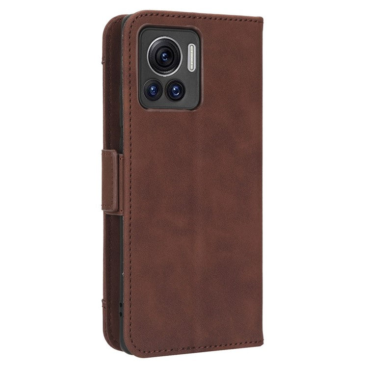 For Motorola Moto X30 Pro 5G / Edge 30 Ultra 5G Foldable Stand Wallet Phone Cover PU Leather Multiple Card Slots Phone Case - Brown