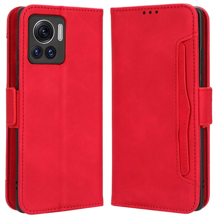 For Motorola Moto X30 Pro 5G / Edge 30 Ultra 5G Foldable Stand Wallet Phone Cover PU Leather Multiple Card Slots Phone Case - Red