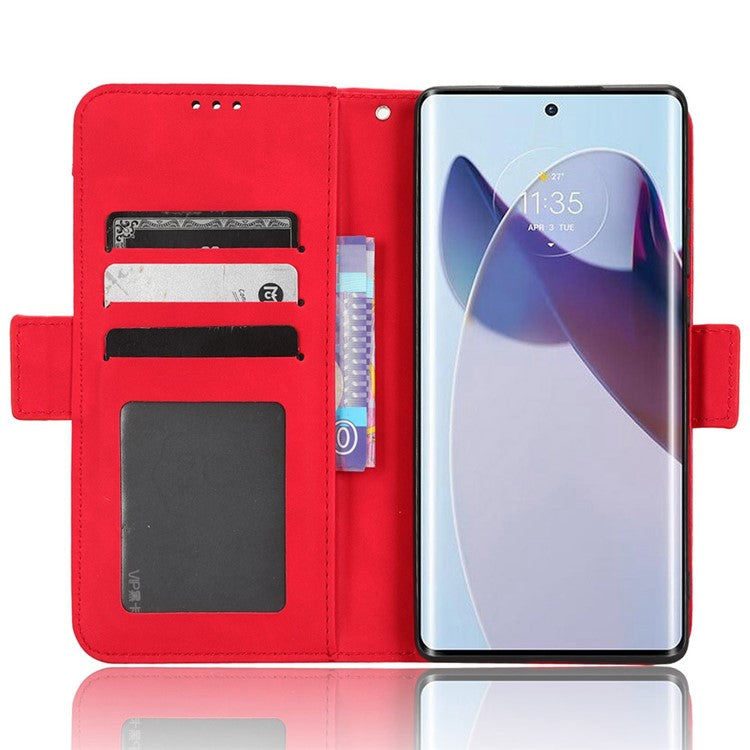 For Motorola Moto X30 Pro 5G / Edge 30 Ultra 5G Foldable Stand Wallet Phone Cover PU Leather Multiple Card Slots Phone Case - Red