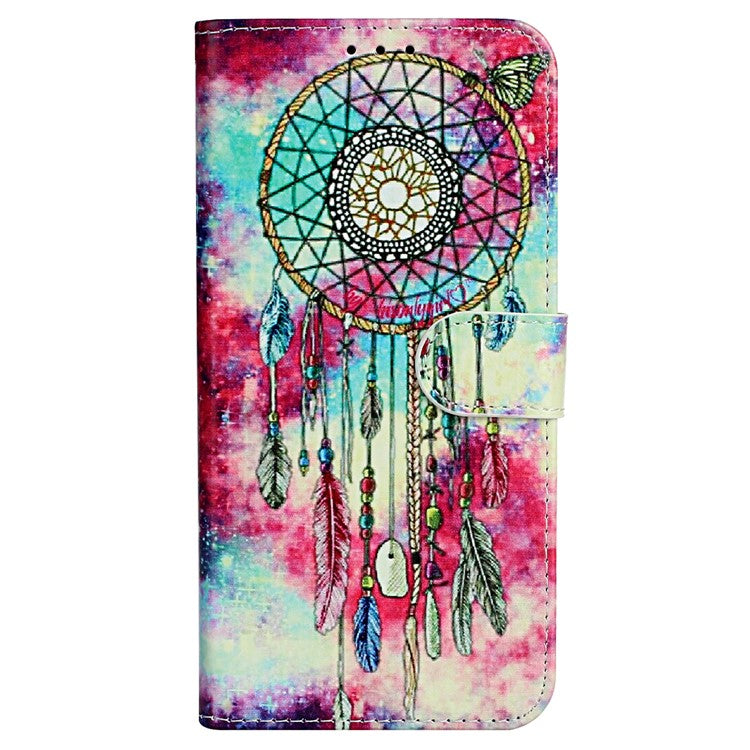 For iPhone 16 Case Pattern Stand Leather Phone Cover Card Slots Design - Dream Catcher