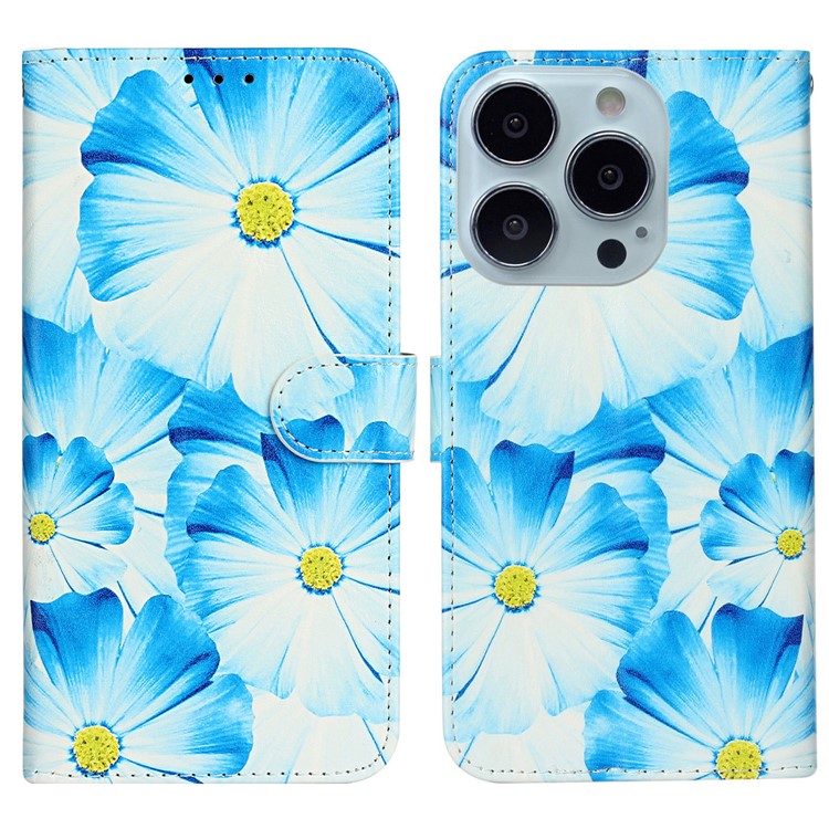 For iPhone 16 Case Pattern Stand Leather Phone Cover Card Slots Design - Orchid