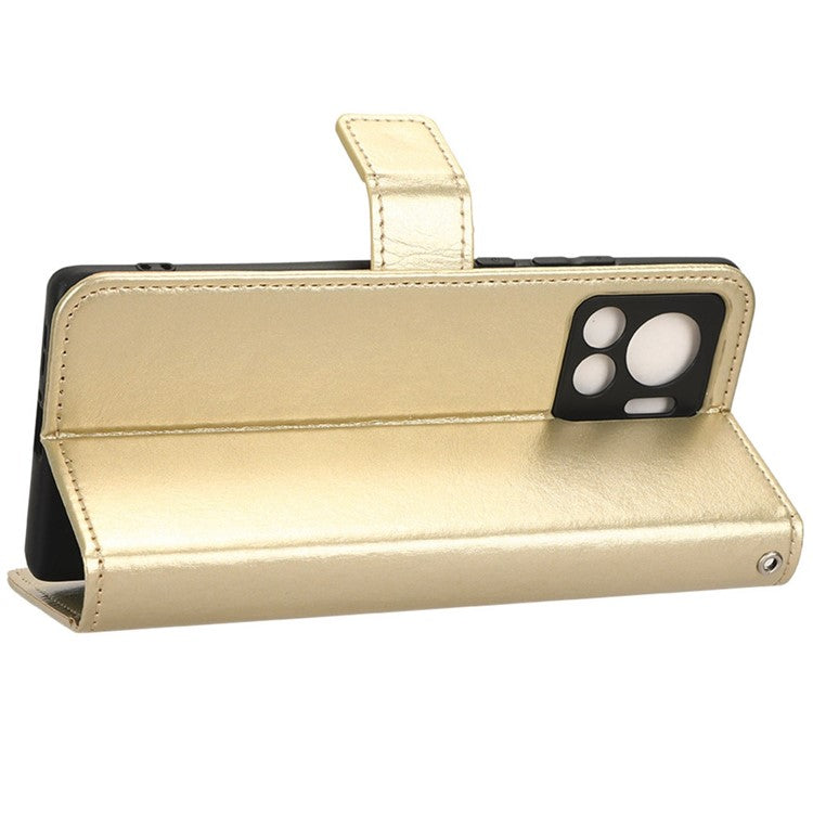 For Motorola Moto X30 Pro 5G / Edge 30 Ultra 5G PU Leather Anti-fingerprint Case Stand Crazy Horse Texture Anti-dust Wallet Phone Cover - Gold