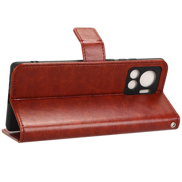 For Motorola Moto X30 Pro 5G / Edge 30 Ultra 5G PU Leather Anti-fingerprint Case Stand Crazy Horse Texture Anti-dust Wallet Phone Cover - Brown