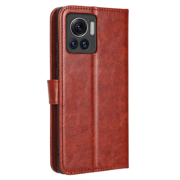 For Motorola Moto X30 Pro 5G / Edge 30 Ultra 5G PU Leather Anti-fingerprint Case Stand Crazy Horse Texture Anti-dust Wallet Phone Cover - Brown