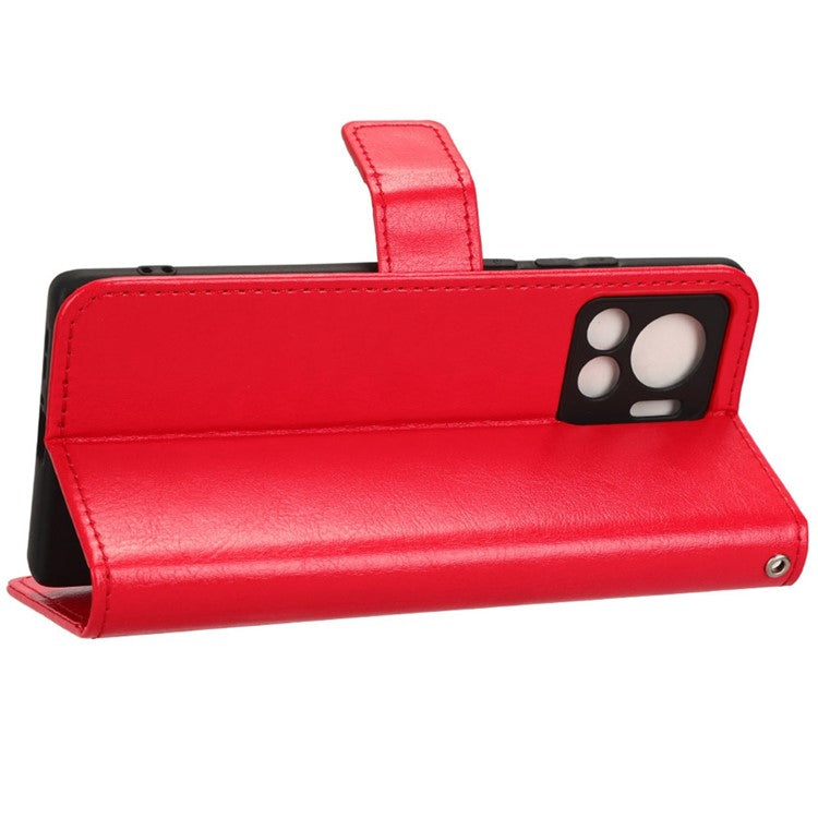 For Motorola Moto X30 Pro 5G / Edge 30 Ultra 5G PU Leather Anti-fingerprint Case Stand Crazy Horse Texture Anti-dust Wallet Phone Cover - Red