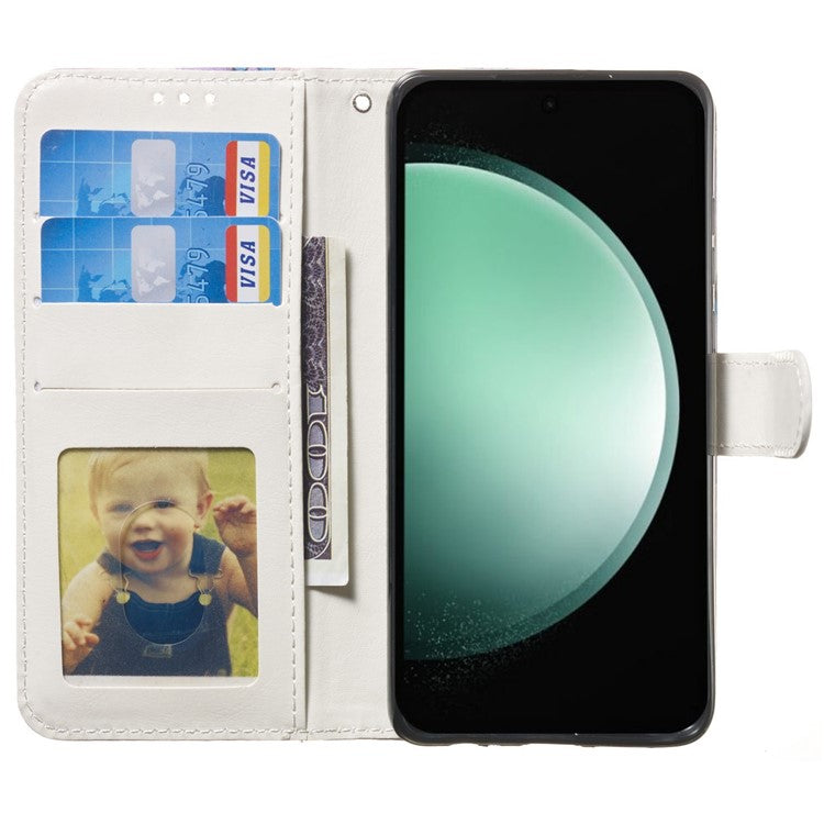 For iPhone 16 Pro Case Stand Wallet Leather Phone Cover Magnetic Clasp Pattern Printed - Blue Owl