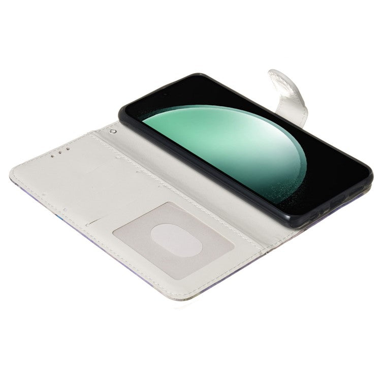 For iPhone 16 Case Leather Card Slot Holder Flip Phone Cover Pattern Printing - Blue Owl