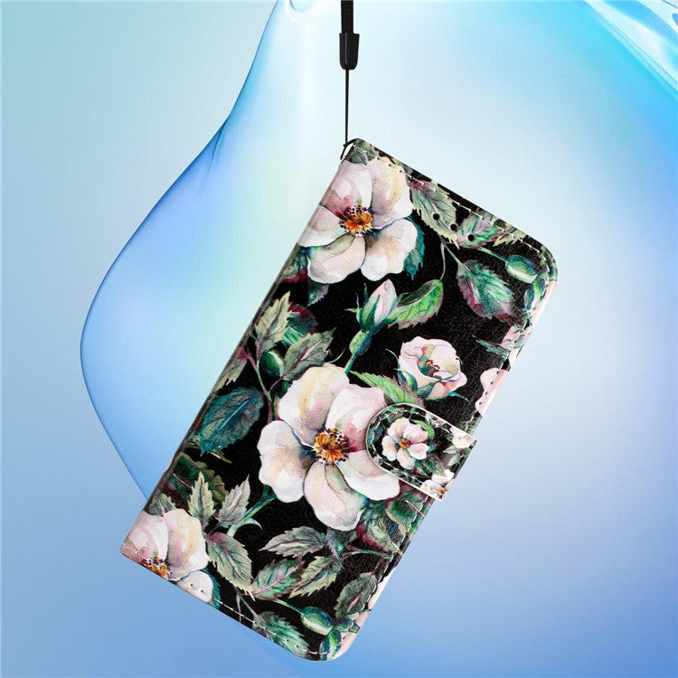 For iPhone 16 Plus Leather Case Pattern Printed Wallet Flip Phone Cover - Magnolia