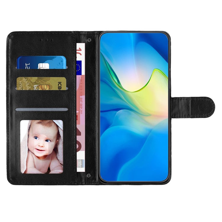 For iPhone 16 Plus Case Rhombus Pattern PU Leather Phone Cover with Card Holder - Black