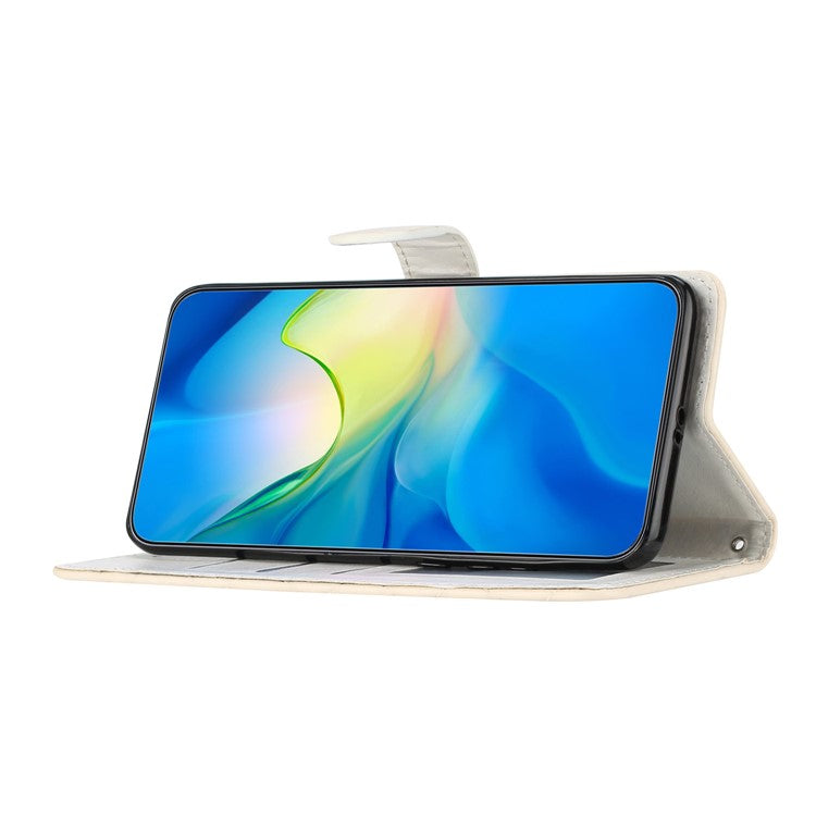 For iPhone 16 Plus Case Rhombus Pattern PU Leather Phone Cover with Card Holder - Beige