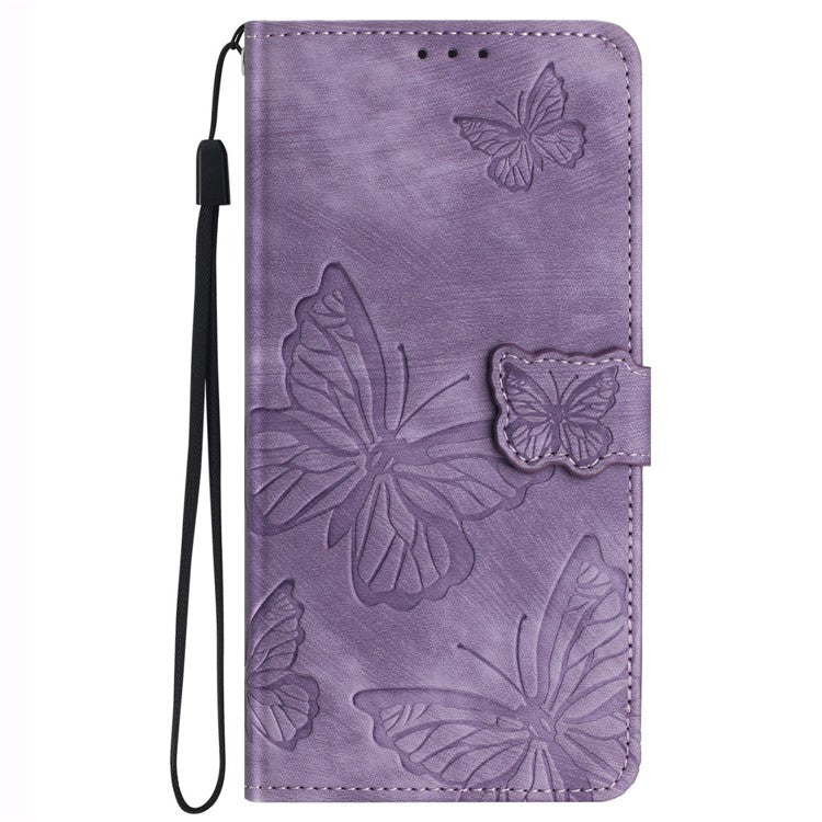 For iPhone 16 Plus Case Butterfly Flip Stand PU Leather Phone Cover - Purple