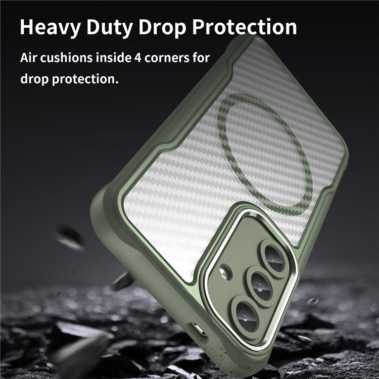 For Samsung Galaxy S24 Case Compatible with MagSafe TPU+PC Drop-Proof Magnetic Phone Cover - Green